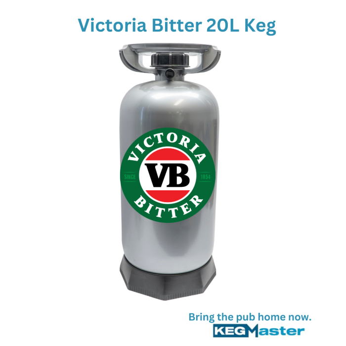 20l keg of VB Victoria Bitter easy to transport ship and deliver. Perfect for party.