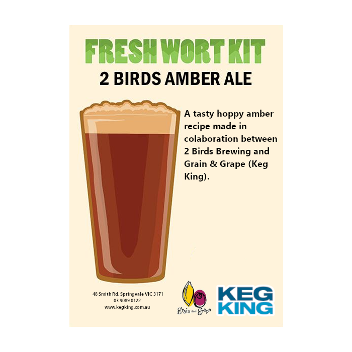 2Birds Amber ale Grain And Grape Keg King Wort Kit