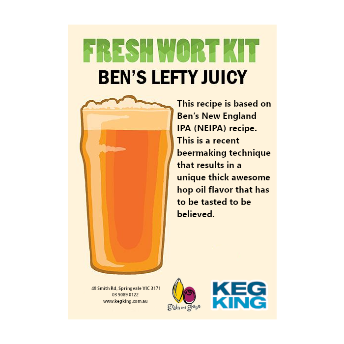 Ben's Lefty Juicy NEIPA| Keg King Brewing Co. Fresh Wort Kit