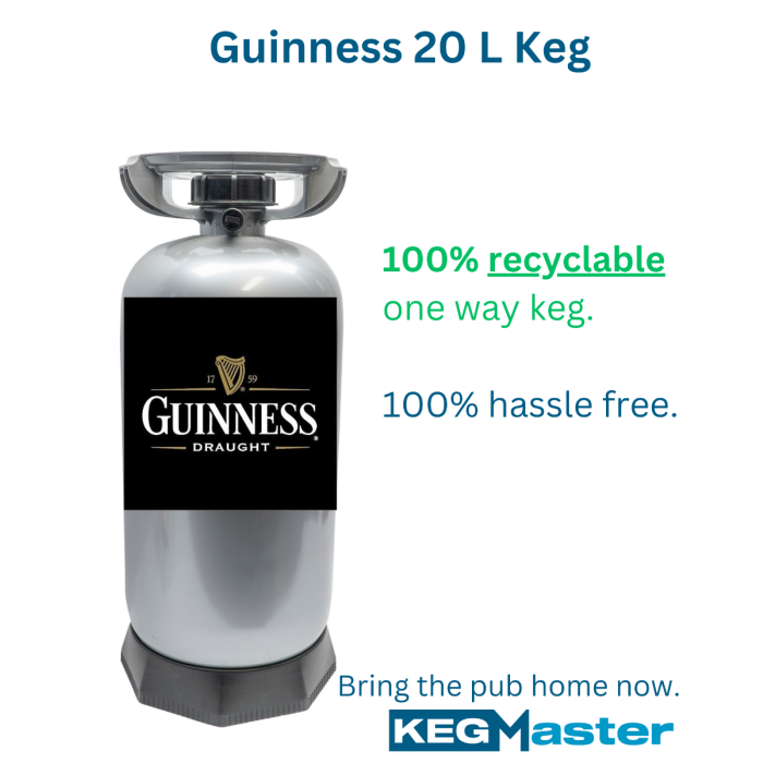 20L pet one way keg of guinness by kegmaster