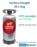 20 PET one way keg of Carlton Draught