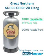 PET recyclable one way keg of 20L great northern in a king keg