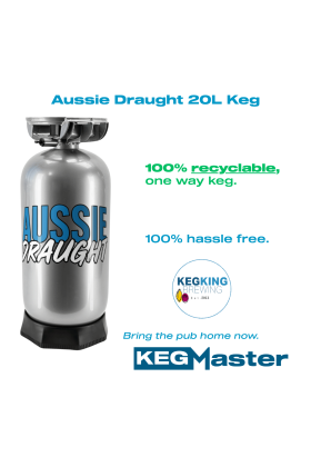 Australia's favourite Aussie Draught, not professionally brewed in 20L recyclable kegs.