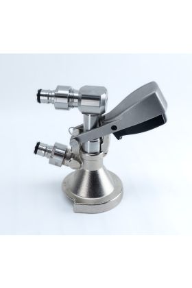A-Type Keg Coupler with Low Profile Elbow and Ball Lock Posts