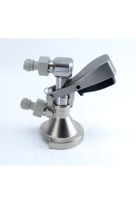 A-Type Keg Coupler with Low Profile Elbow and Push-In Fittings