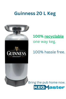 20L pet one way keg of guinness by kegmaster